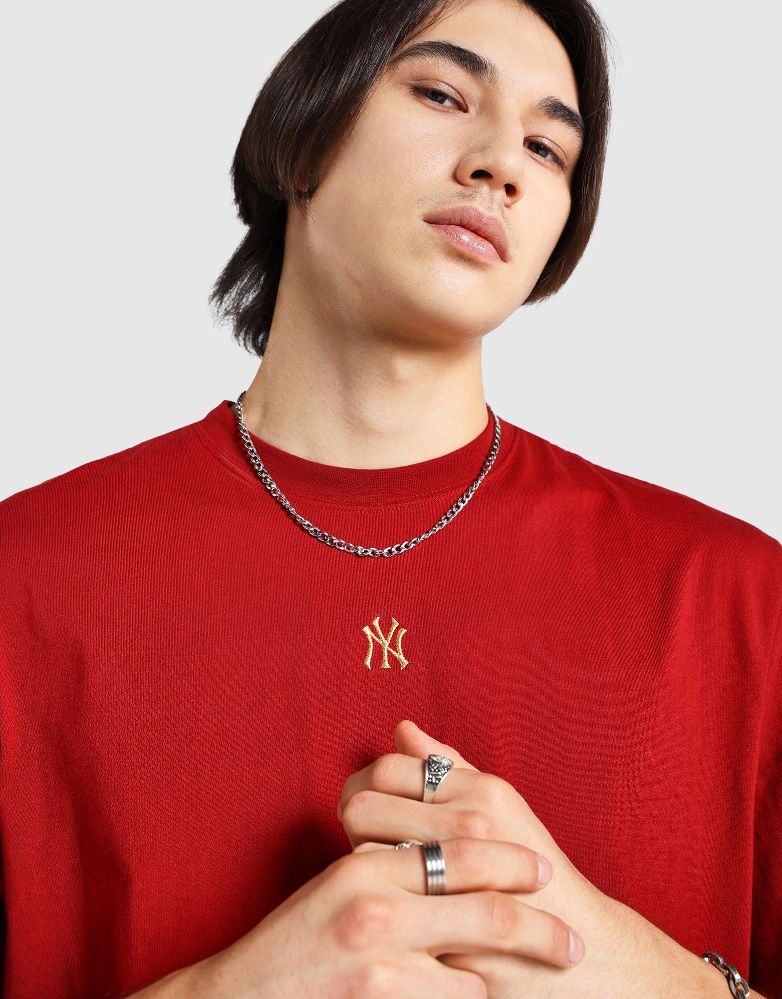 NY Yankees Metallic Embroidered Large T‑Shirt