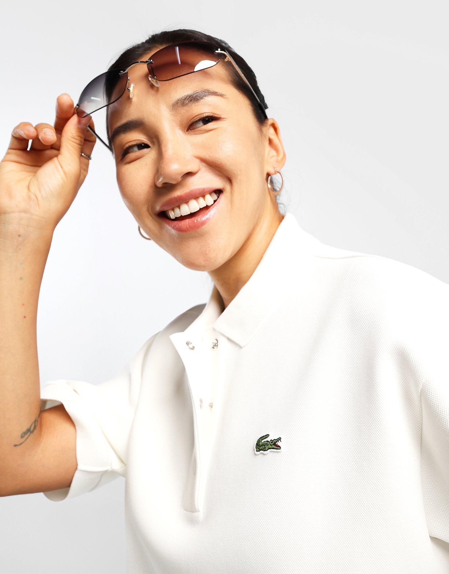 White Lacoste Oversized Polo Shirt - JD Sports Singapore