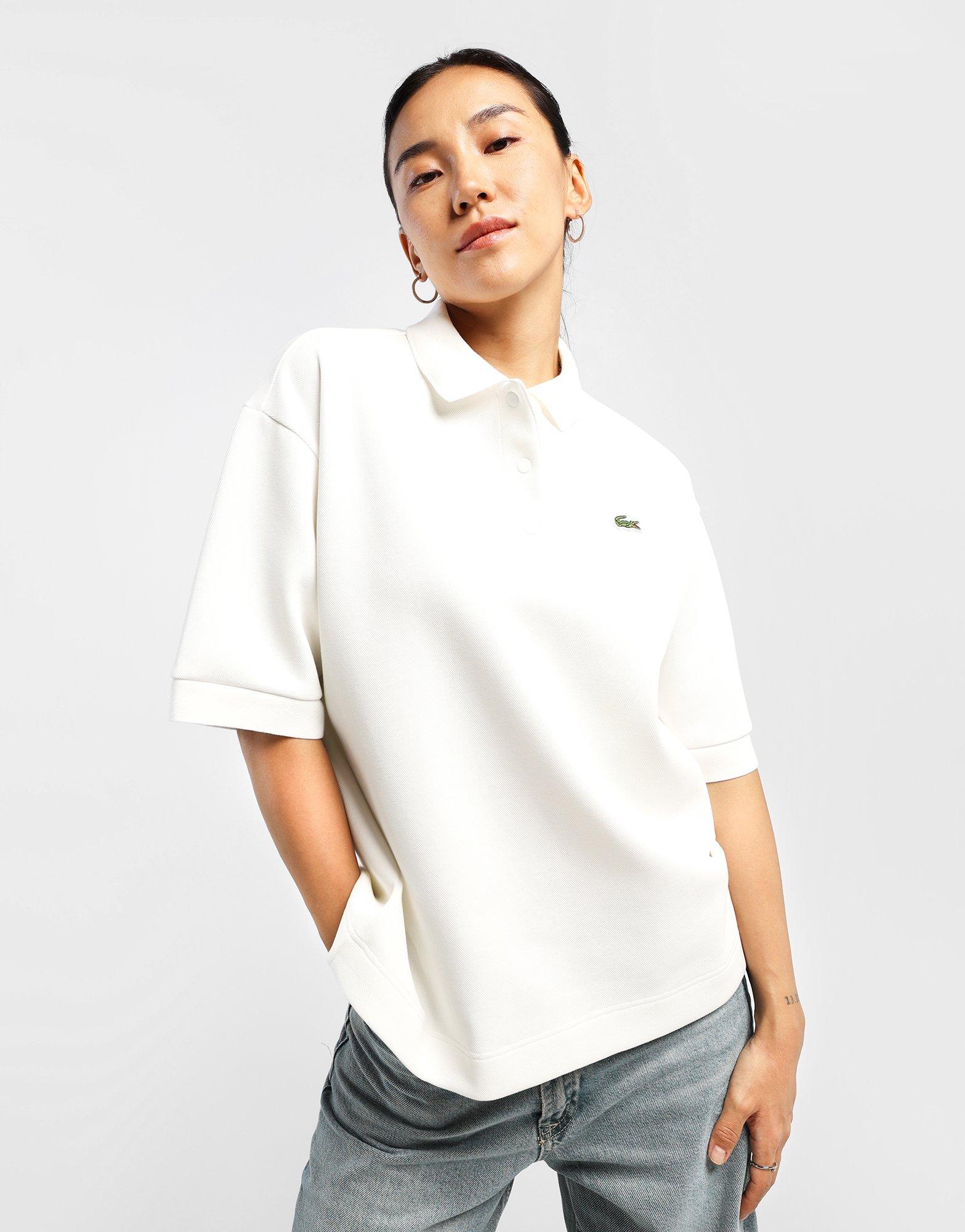White Lacoste Oversized Polo Shirt - JD Sports Singapore