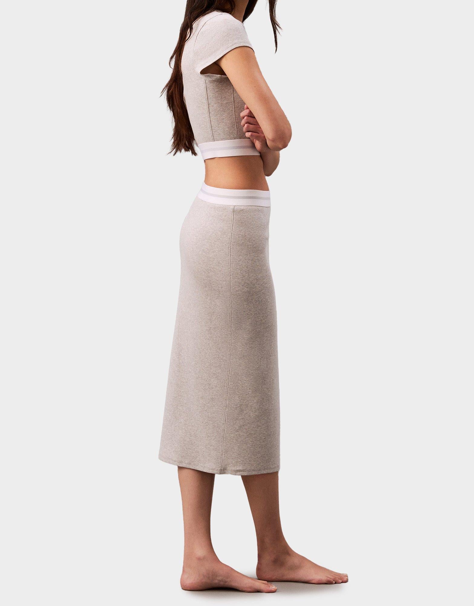 Grey Calvin Klein Cotton Stretch Rib Knit Skirt - JD Sports