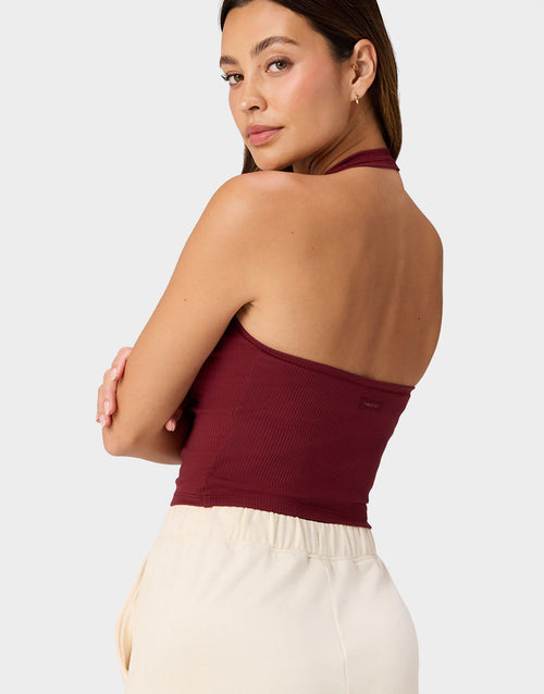 Modal Rib Built-In Bra Halter Top