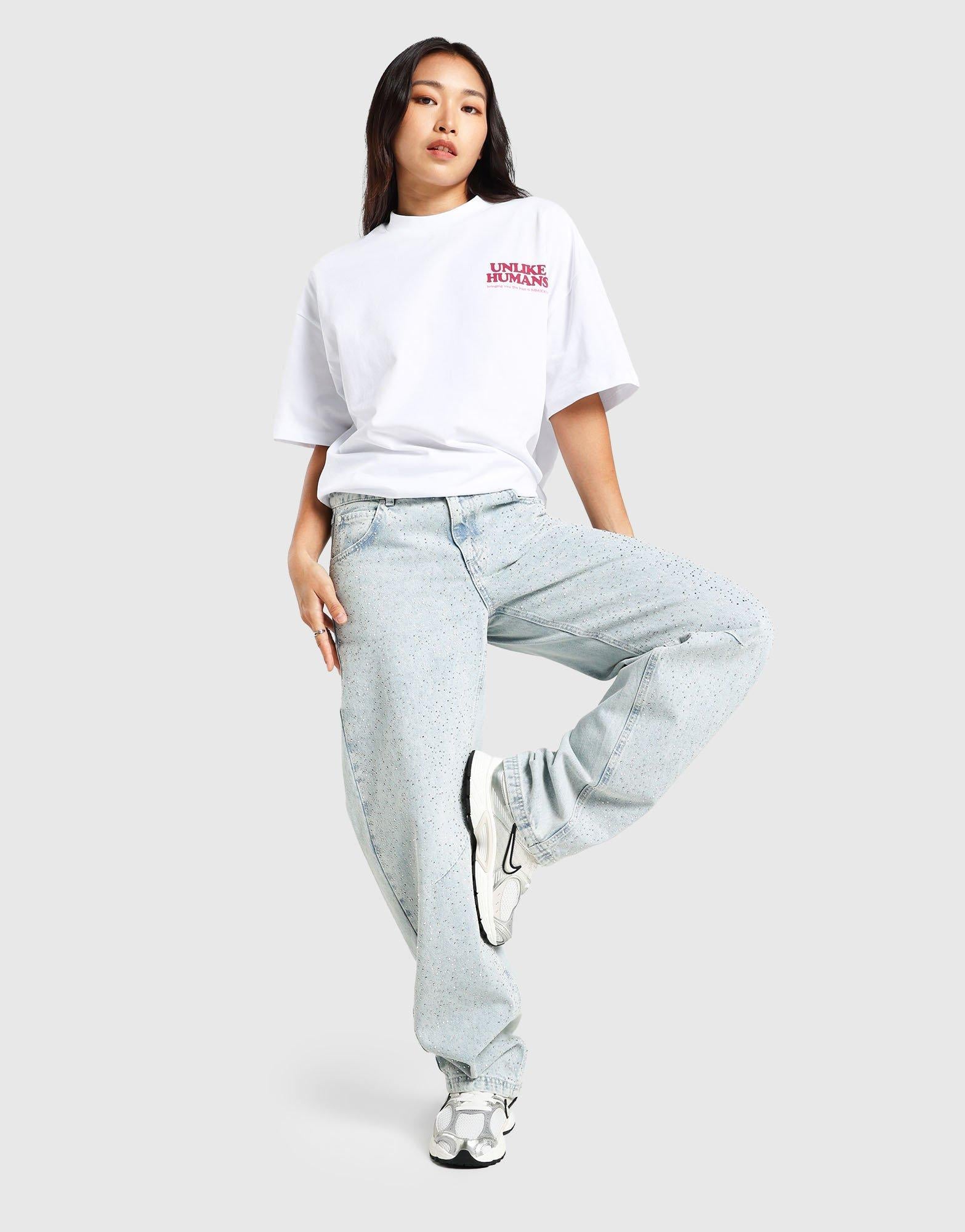 Blue Unlike Humans Baggy Fit Jeans - JD Sports Singapore