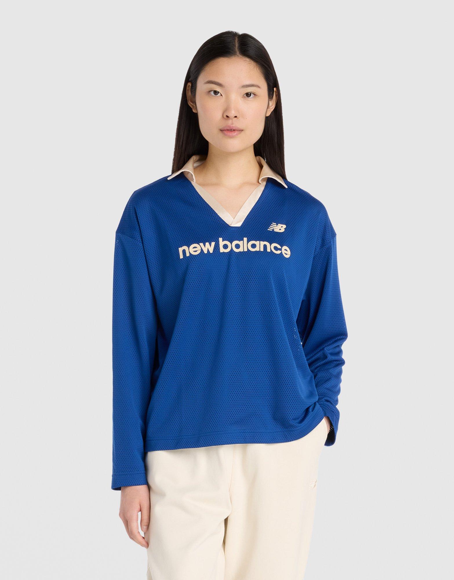 Blue New Balance Mesh Jersey Long Sleeve - JD Sports Singapore