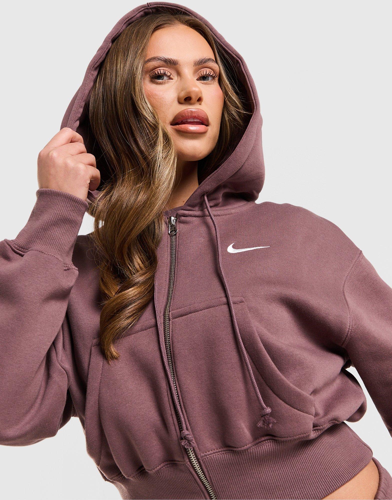 Purple Nike Phoenix Crop Full Zip Hoodie - JD Sports Singapore