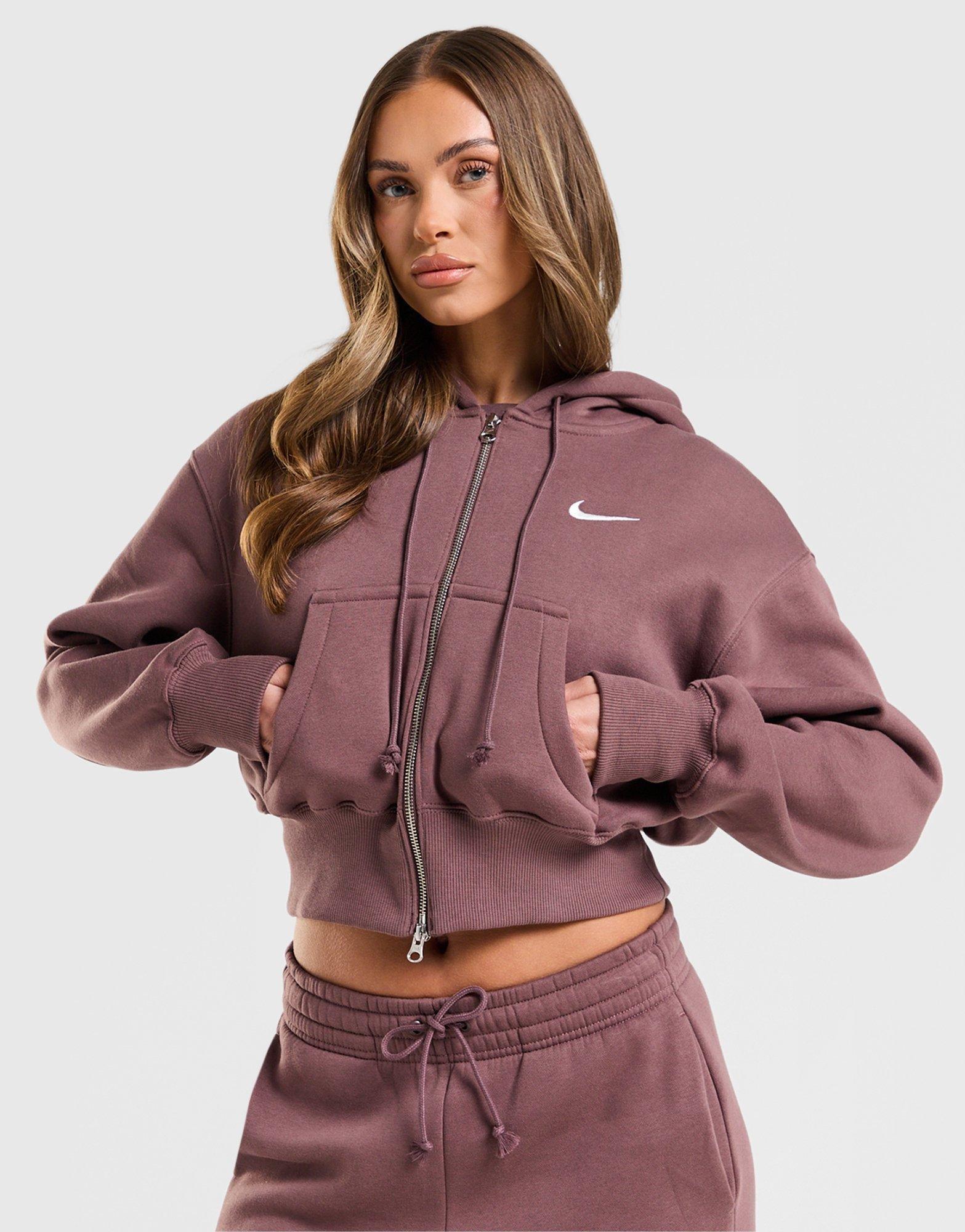 Purple Nike Phoenix Crop Full Zip Hoodie - JD Sports Singapore