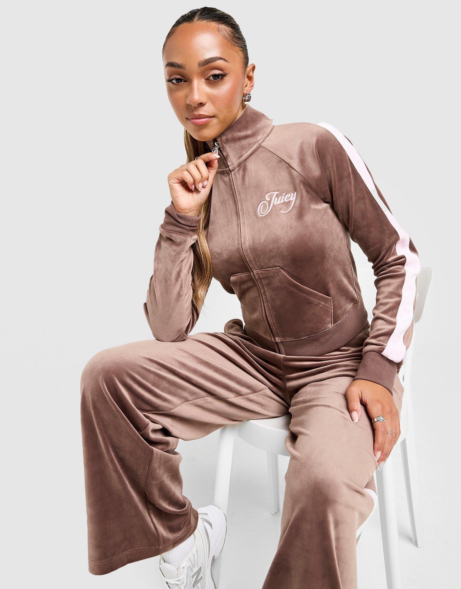 Brown Juicy Couture Script Velour Track Top - JD Sports Singapore