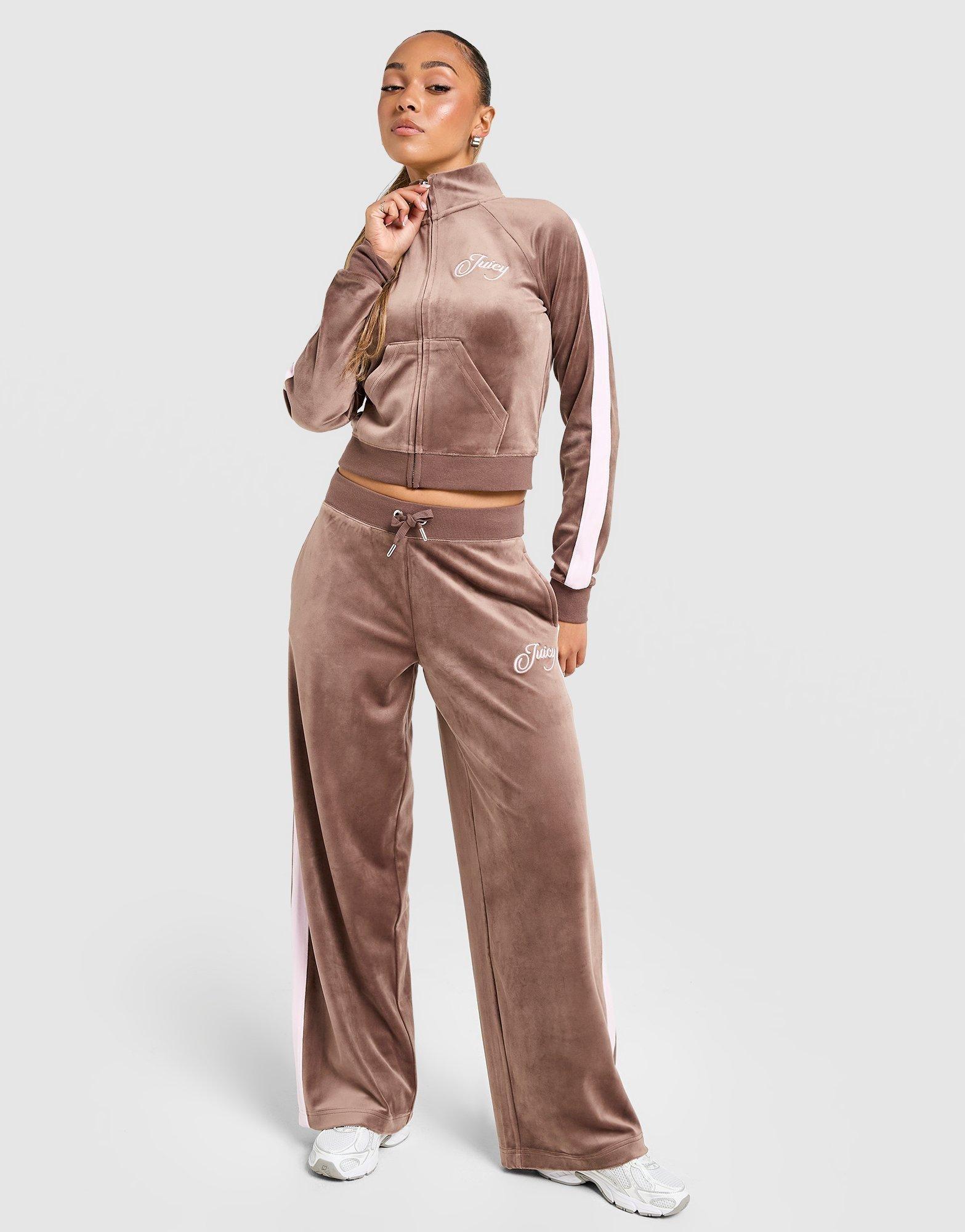 Brown Juicy Couture Script Velour Track Top - JD Sports Singapore